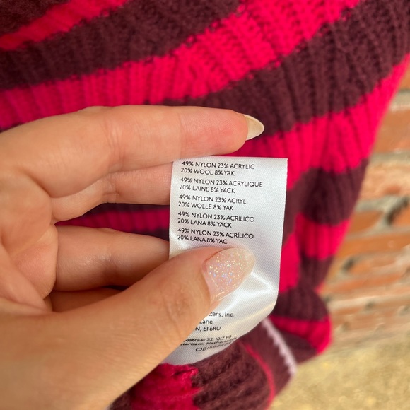 Maeve by Anthropologie Striped Wool Blend Turtleneck Sweater Bell Sleeves Size L - Picture 7 of 10